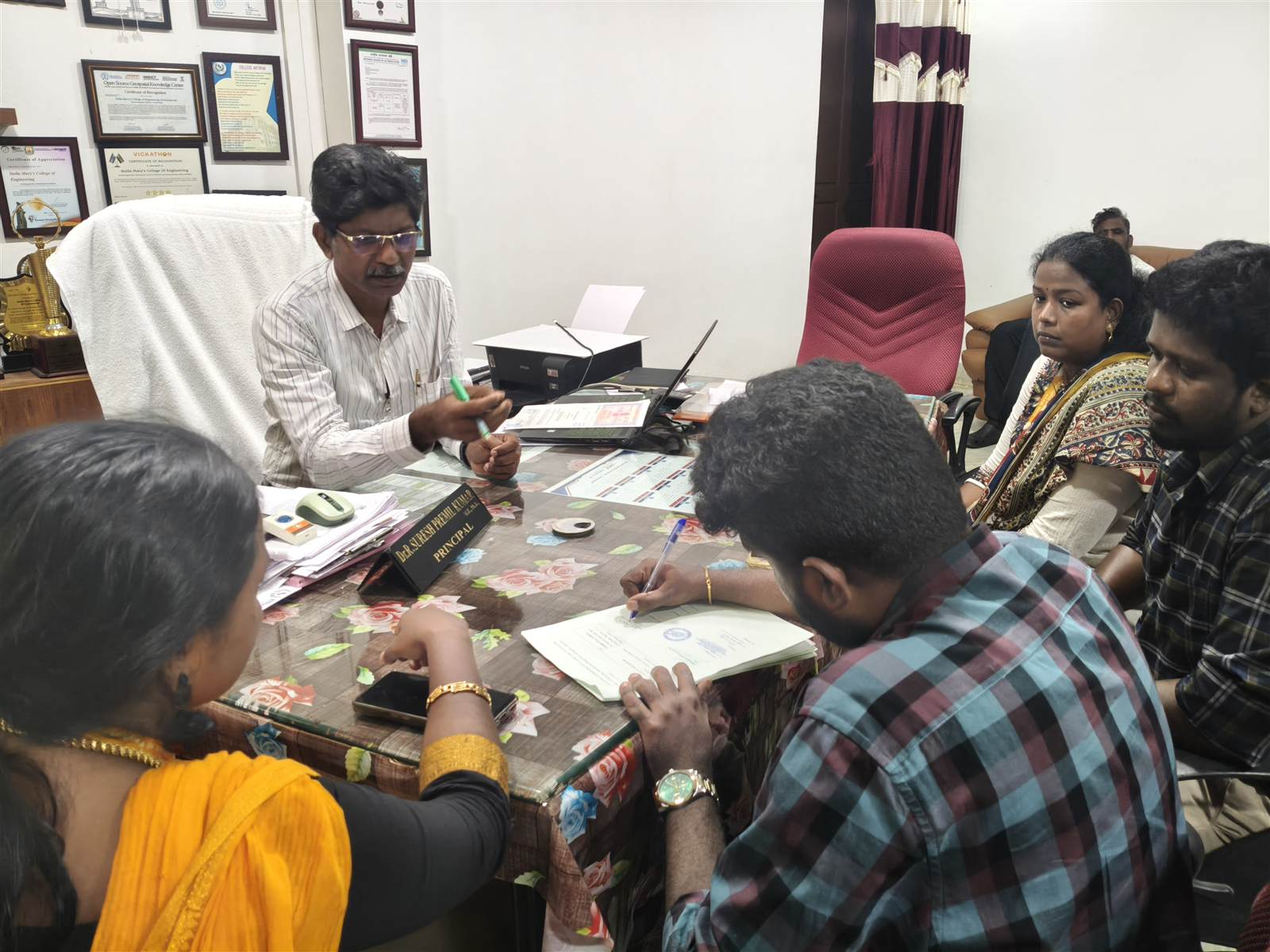 Dr. Aran Castro signing the MoU between Geospatial Campus and the Civil Engineering Department, Stella Mary's College of Engineering, Kanyakumari